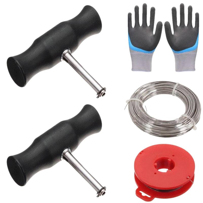 FOGARI Windschutzscheibe Removal Tools, Schneidedraht Windschutzscheibe, Auto Fenster Entfernung Werkzeug - 6 Set Schneidedraht mit Griff, Werkzeugsatz zum Entfernen der Windschutzscheibe Auto-Kit von FOGARI