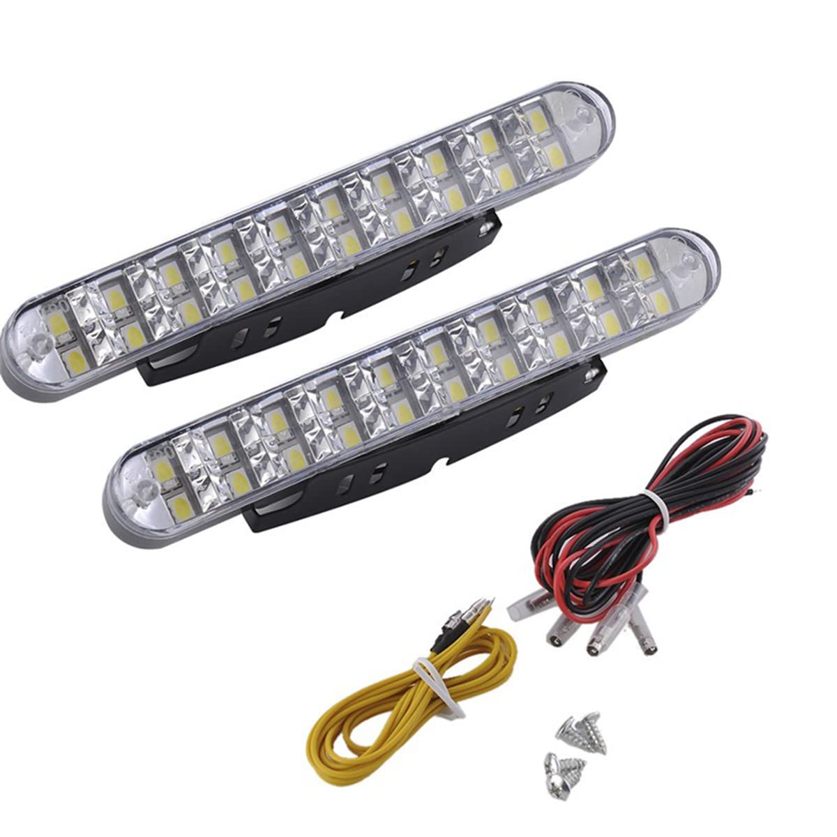 FOLGEMIR LED Tagfahrlicht, dimmbare Tagfahrleuchten, 2x 30 LEDs, DC 12V, Weiss/Gelb Blinker, E4 von FOLGEMIR