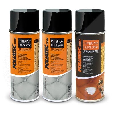 Foliatec 2x 400 ml Interior Color Spray, hellgrau matt + Schaumreiniger von FOLIATEC