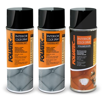 Foliatec 2x 400 ml Interior Color Spray, silbergrau matt + Schaumreiniger von FOLIATEC