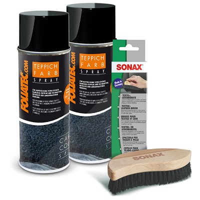 Foliatec 2x 400 ml Teppich Farbspray, schwarz matt + Textil+LederBürste von FOLIATEC