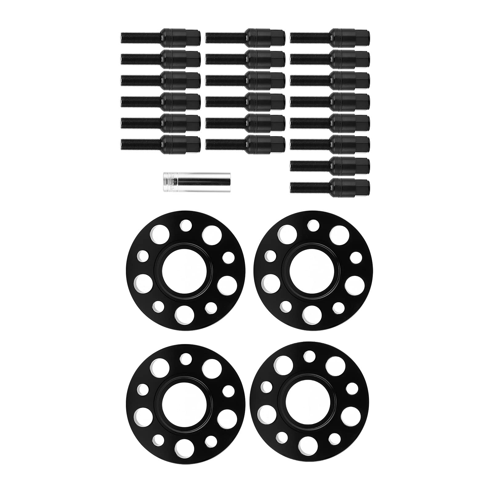 Zentrische Nabendistanzscheiben Set, Distanzscheiben 5x112 20mm 6061 T6 Aluminiumlegierung für S4/S5/S6/SQ5/ALLROAD/A7 zur Nabenmodifikation(Schwarz) von FOLOSAFENAR