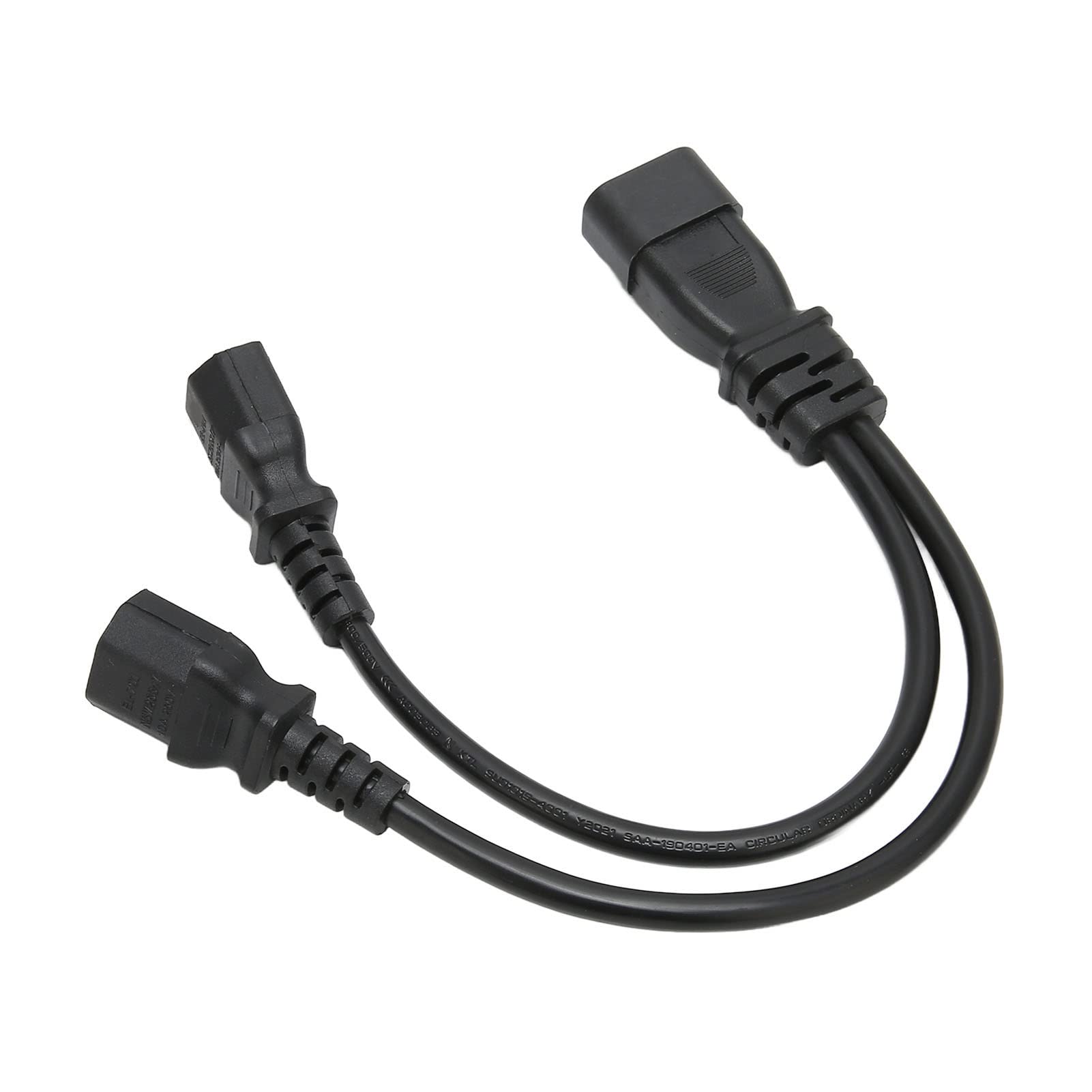 FOLOSAFENAR IEC320 C14-zu-Dual-C15-Kabel, zugfestes 100-250-V-Stromverteilerkabel, verschleißfest, flammhemmend, für Drucker für LCD-Monitor von FOLOSAFENAR