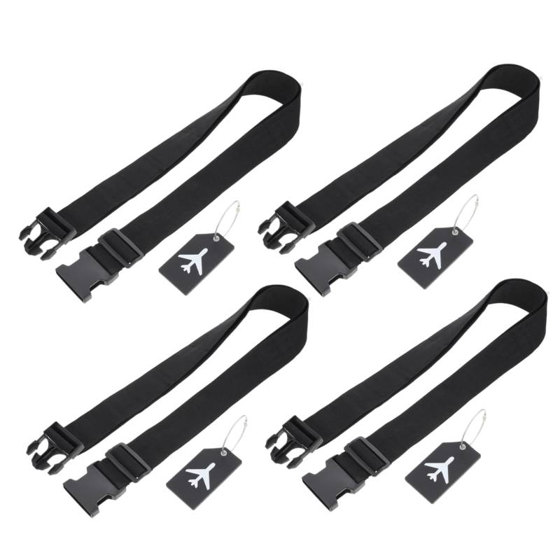 FOMIYES 1 Satz Gepäckbündel -Set Gepäck Packband Anhänger und Riemen zum Aufhängen von Koffern Kofferset Verstellbarer Gepäckbeutelfixierband Träger für Koffer Gepäckbänder PVC Schwarz von FOMIYES