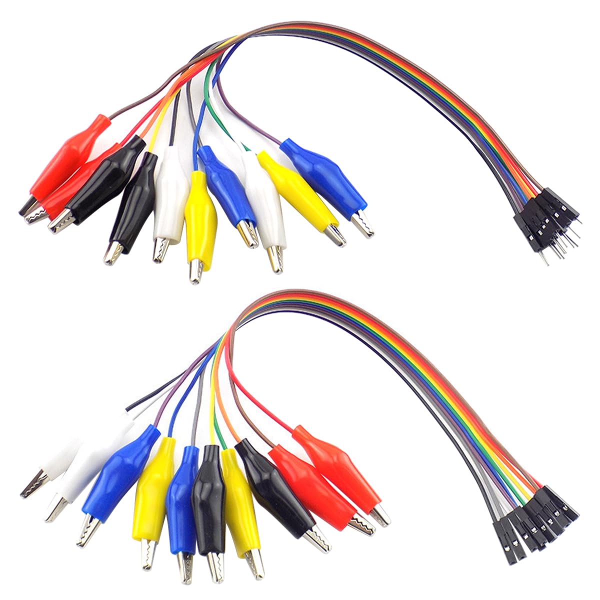 FONGKNOX Krokodilklemme auf Jumper, Breadboard-Jumper, 2-in-1-Dupont-Gewinde, Stecker auf Krokodilklemme, 10-polige Jumper-Buchse auf Krokodilklemme für Elektronikexperimente, 30 cm FONGKNOX Krokodilklemme auf Jumper, Breadboard-Jumper, 2-in-1-Dupont-Gewinde, Stecker auf Krokodilklemme, 10-polige Jumper-Buchse auf Krokodilklemme für Elektronikexperimente, 30 cm von FONGKNOX