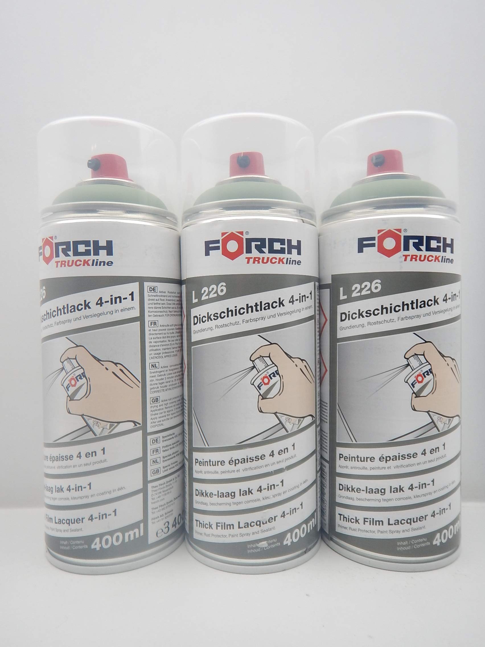 FORCH 4 in 1 6011 MASCHINENGRÜN BAUMASCHINE DICKSCHICHTLACK Lack Spray SPRAYDOSE 400ML (3) von FORCH