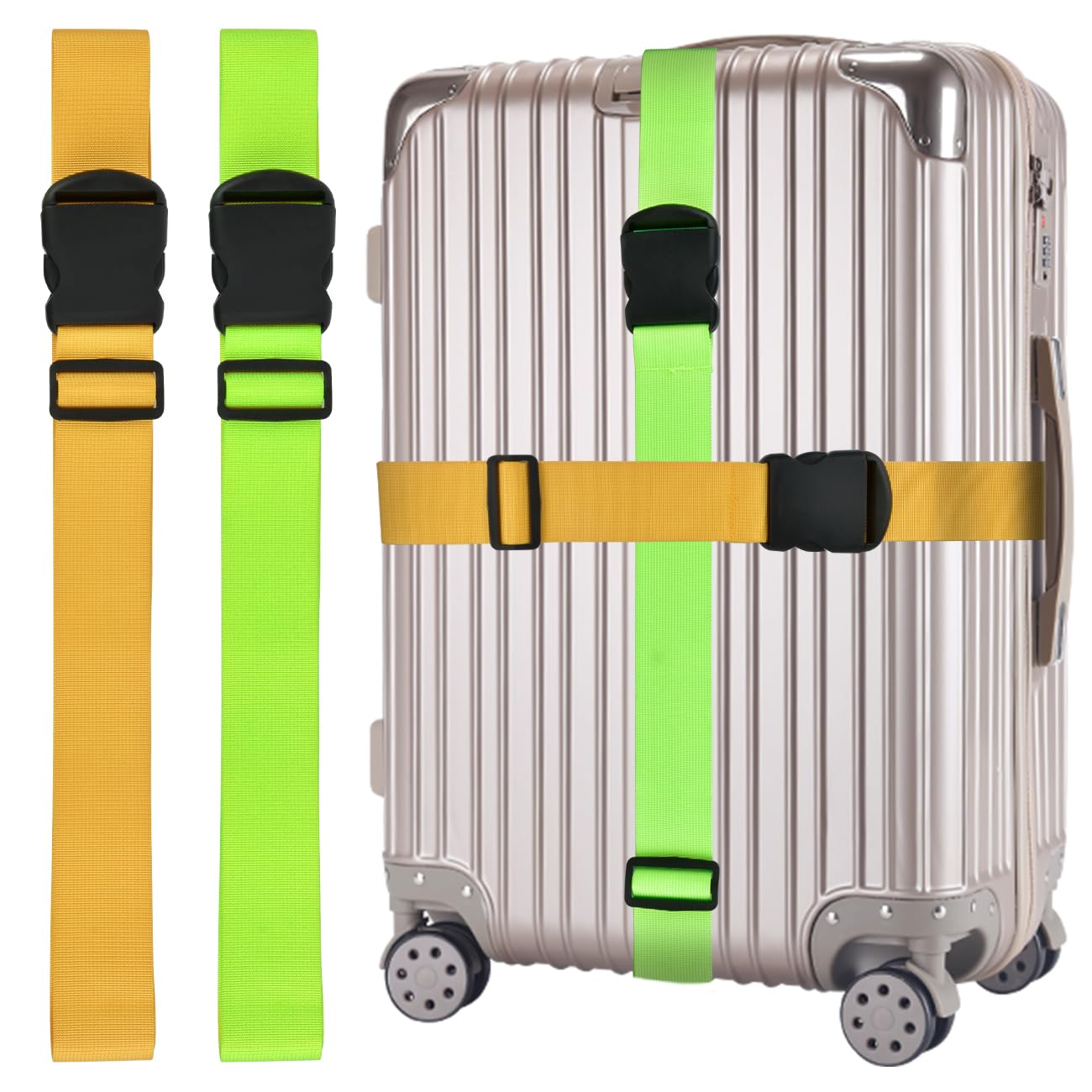 2 Stück Koffergurte für Koffer, 2m x 5cm Koffergurt mit Schnellverschluss, Koffergurte, Reisekoffergurte, Verstellbarer Reisetaschengurt 2 Stück Koffergurte für Koffer, 2m x 5cm Koffergurt mit Schnellverschluss, Koffergurte, Reisekoffergurte, Verstellbarer Reisetaschengurt von FOROREH