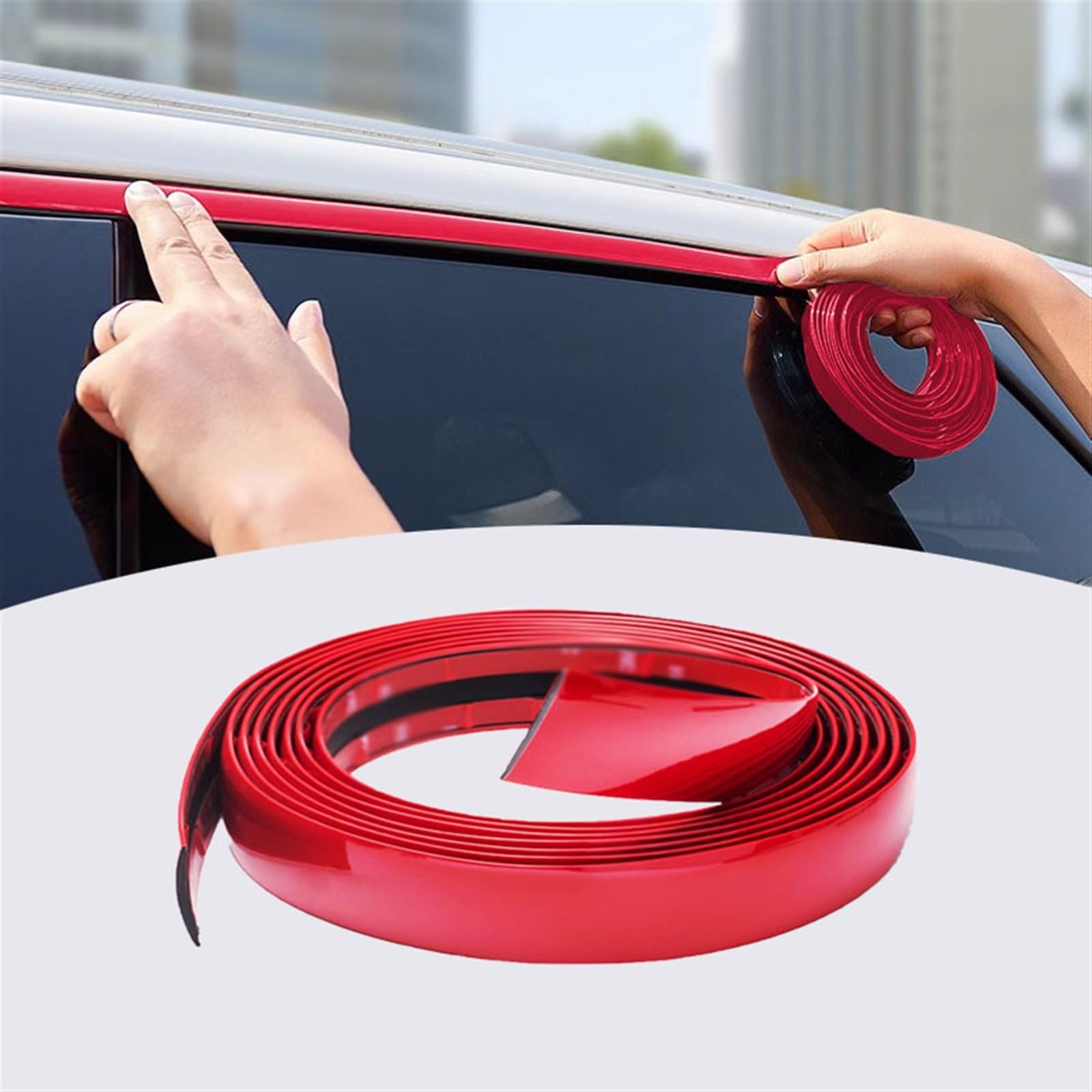 Auto Zierleiste Trim, Zierleiste selbstklebend Kfz-Formteilstreifen, universal Auto Leisten Flessibile Dekorative Strip für Auto/LKW-Körper-Seitentür-Fenster-Fensterbuch-Buchse, Glänzendes Rot (Color Auto Zierleiste Trim, Zierleiste selbstklebend Kfz-Formteilstreifen, universal Auto Leisten Flessibile Dekorative Strip für Auto/LKW-Körper-Seitentür-Fenster-Fensterbuch-Buchse, Glänzendes Rot (Color von FORVOLWCO