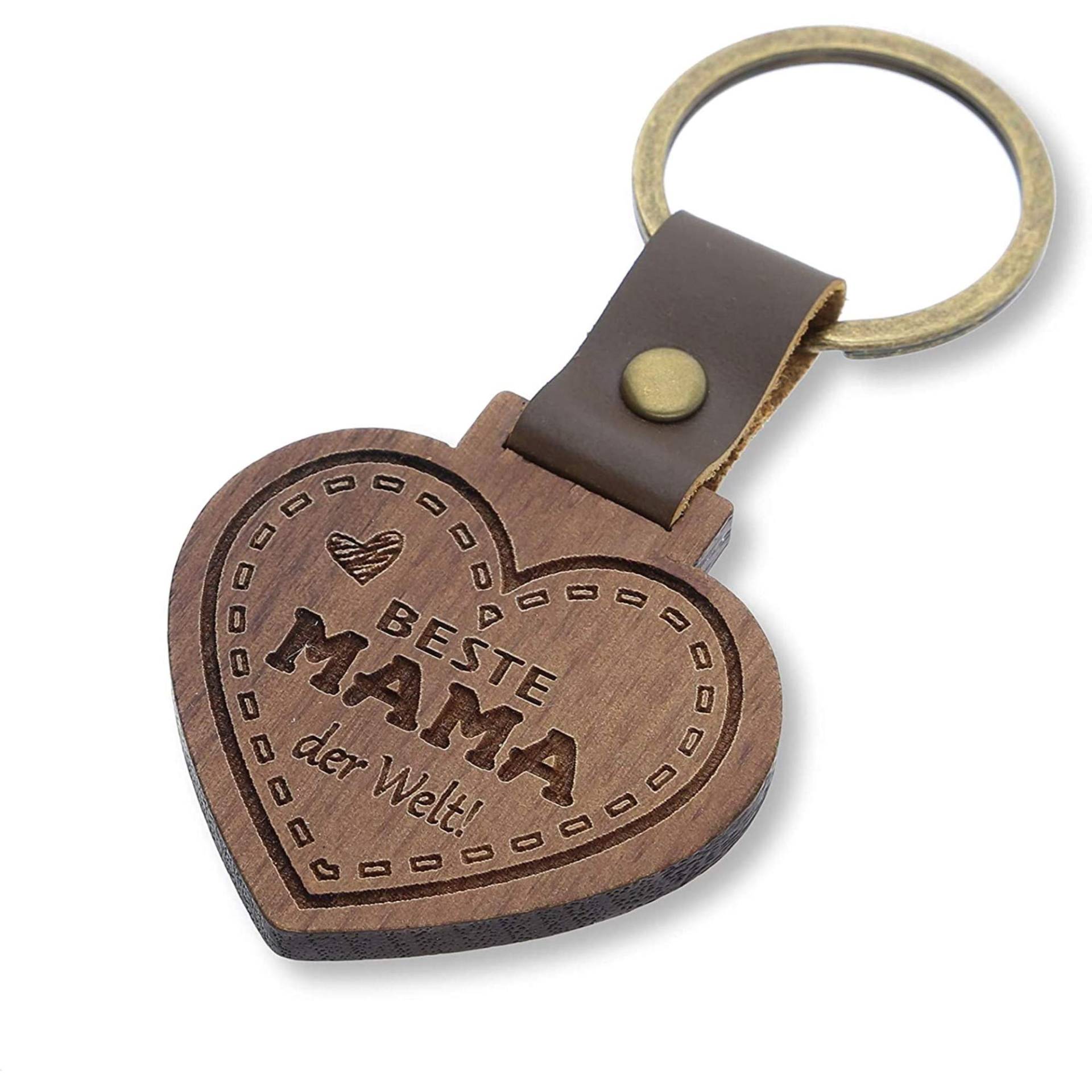 FORYOU24 Schlüsselanhänger mit Gravur aus Holz Herz - Geschenk für Mama von FORYOU24