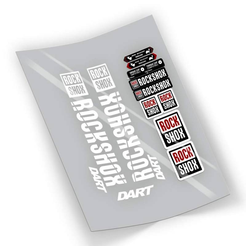 FA212 Aufkleber Gabel Rock Shox Dart 1 2 3 Selbstcollant Aufkleber Sticker (weiß) von FORZADESIVI