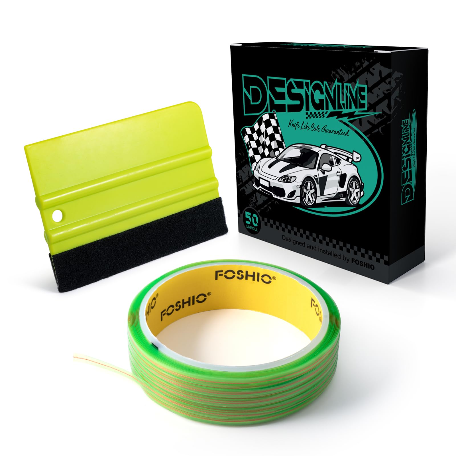 FOSHIO 50M Messerloses Tape Knife Tape Fensterfolien Werkzeug Auto Folierung Set Vinyl Wraps Tool Folie Mit Micro Rakel für Design Line für feine Konturen beim Folienscheiden von FOSHIO
