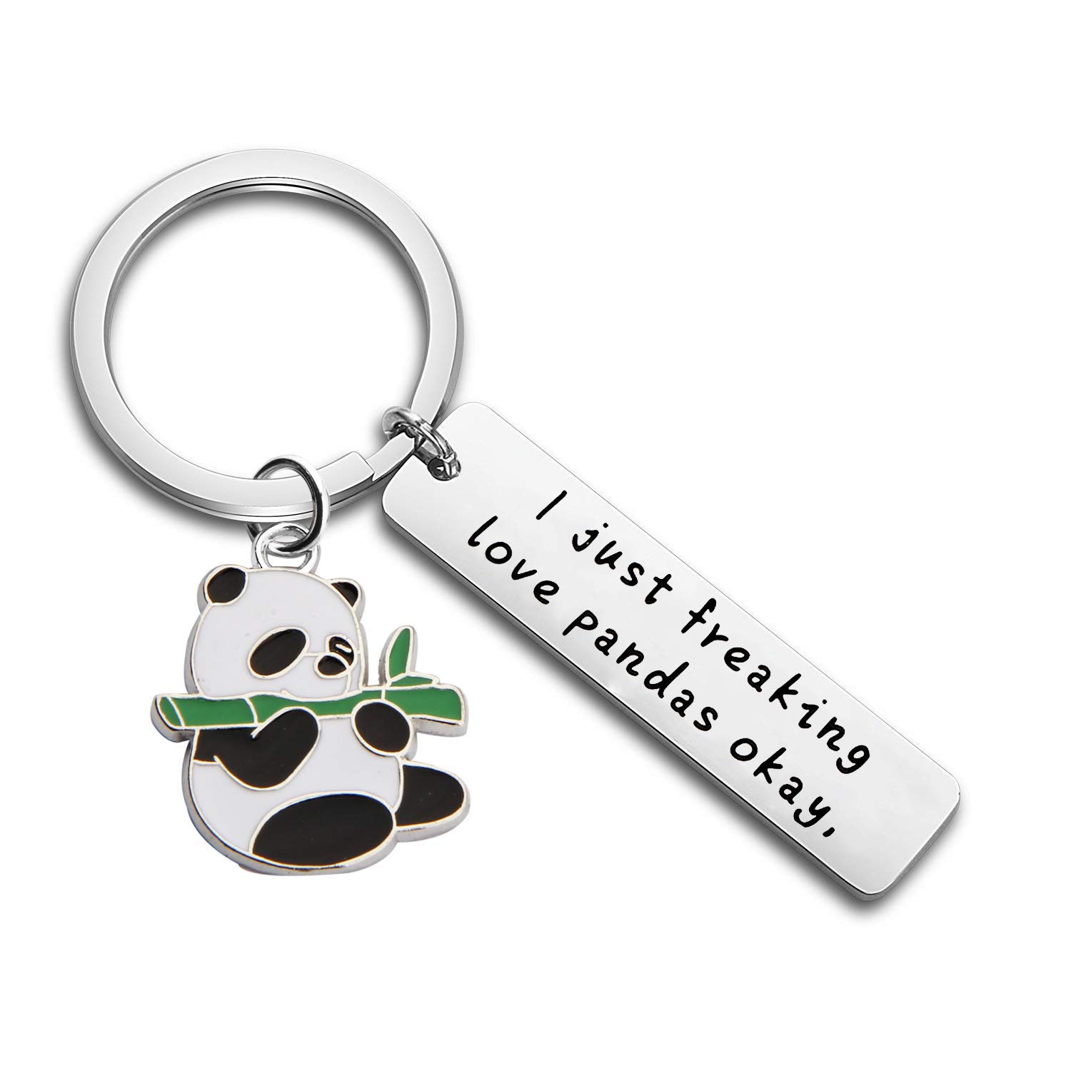 Futop Schlüsselanhänger mit Aufschrift "I Just Freaking Love Pandas Okay", lustiges Panda-Geschenk für Freunde, Tierliebhaber, Panda-Schlüsselanhänger, Medium von FOTAP