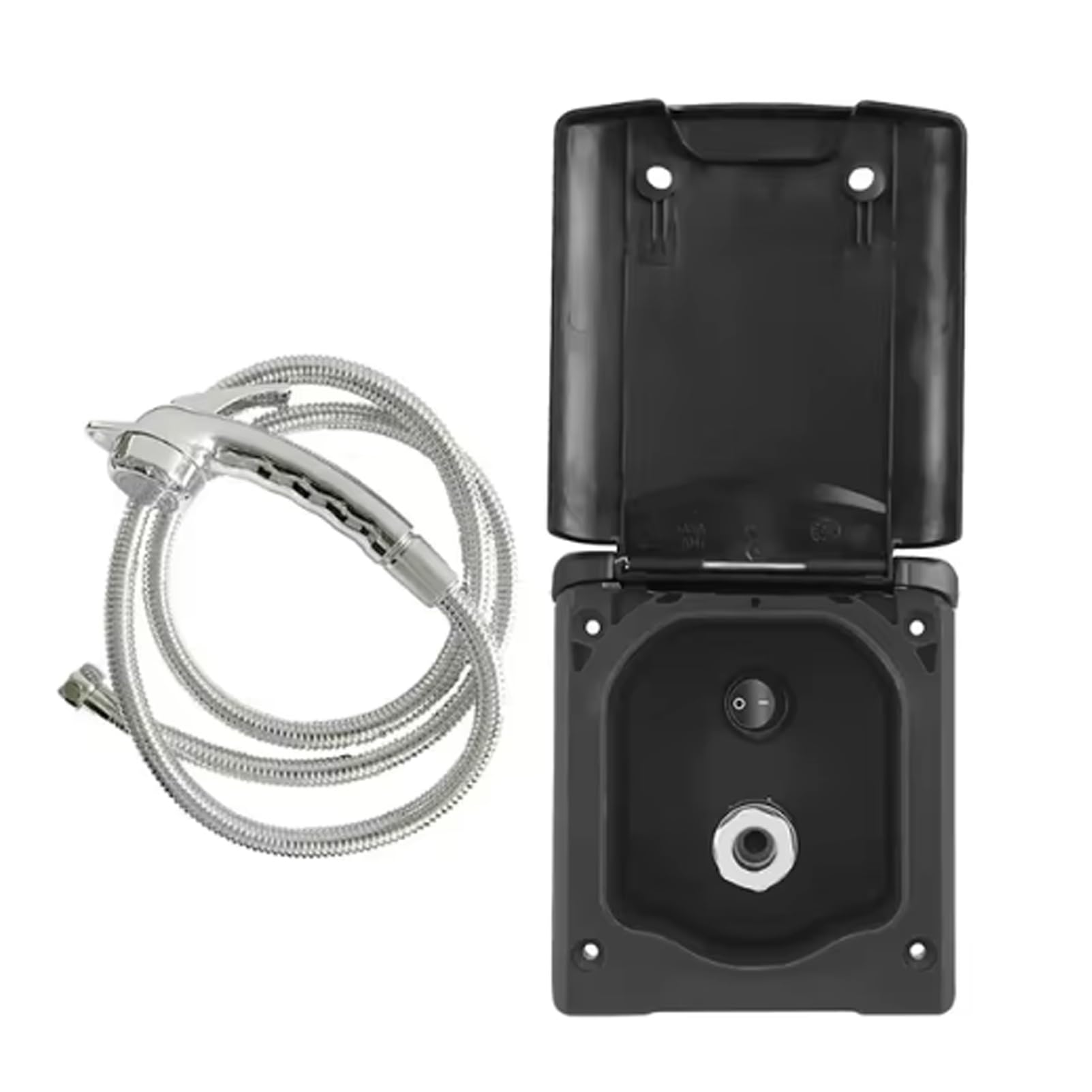 Wohnmobil-Duschkasten-Set mit 1,5 m Schlauch und Wasserhahn, weiß, Außendusch-Set für Marine, Boot, Wohnwagen, Wohnmobil, Reisedusche von FOTN