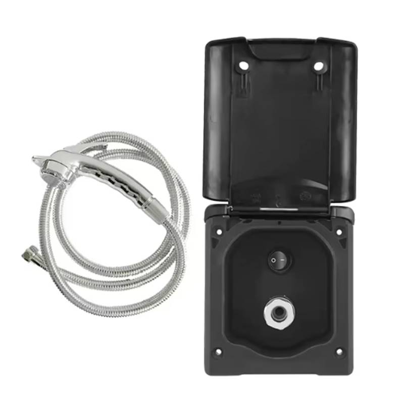 Wohnmobil-Duschkasten-Set mit 1,5 m Schlauch und Wasserhahn, weiß, Außendusch-Set für Marine, Boot, Wohnwagen, Wohnmobil, Reisedusche von FOTN