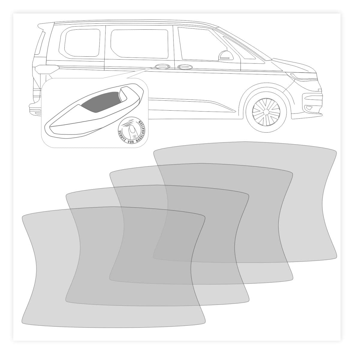 FOTOFOL 4-er Set Griffmulden Schutzfolien - Lackschutzfolien zum Schutz vor Kratzern - transparent passend für VW T7 Multivan von FOTOFOL