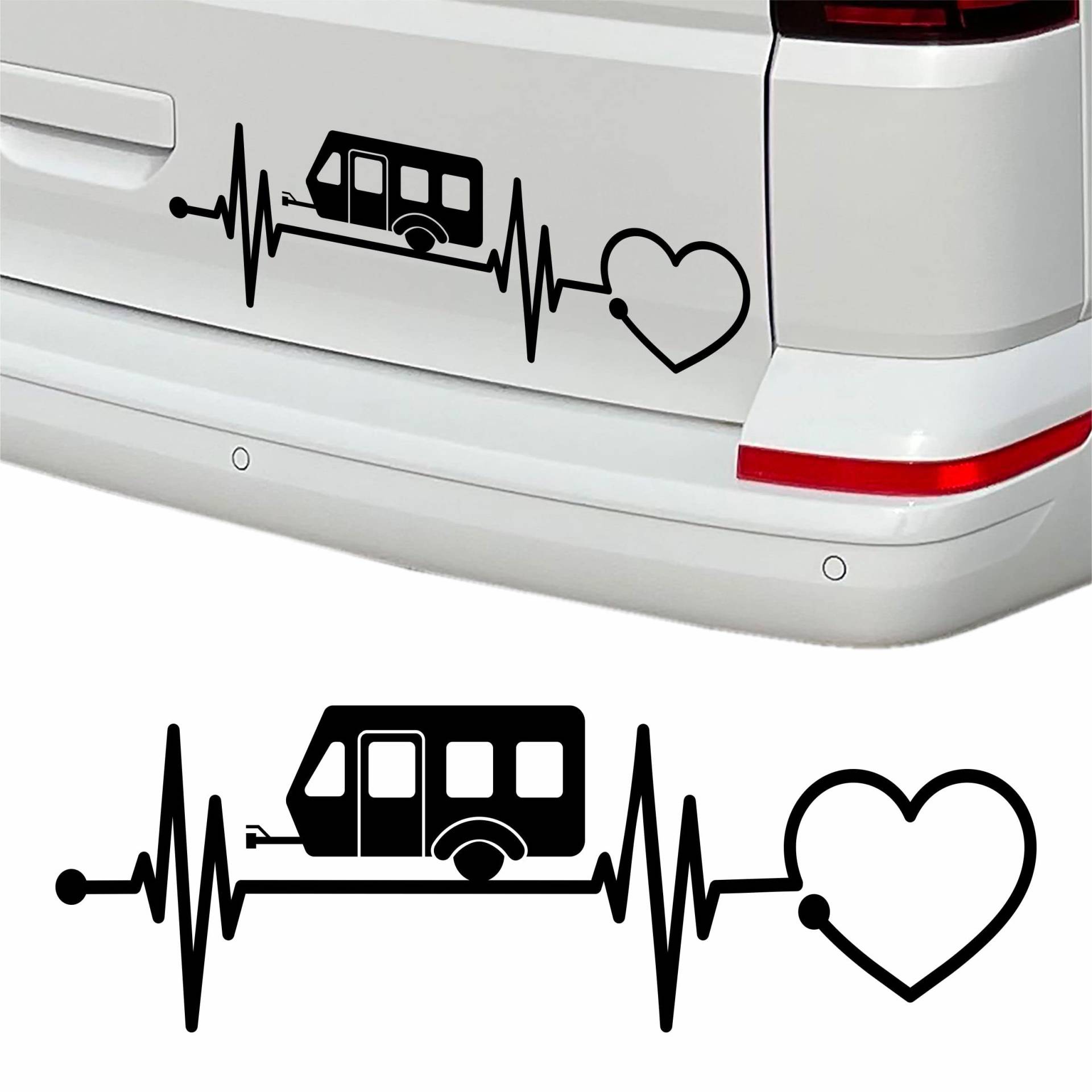 FOTOFOL Aufkleber Wohnwagen Herzschlag 30cm - Herz Diagramm - Aufkleber für Camper, Wohnmobil, Wohnwagen Fahrzeuge von FOTOFOL