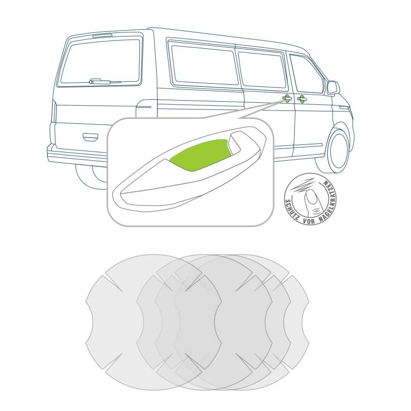 FOTOFOL Schutzfolie passend für Volkswagen Multivan, Caravelle, California T5 / T6 / T6.1 (4-er Set Griffmulden Schutzfolien) von FOTOFOL