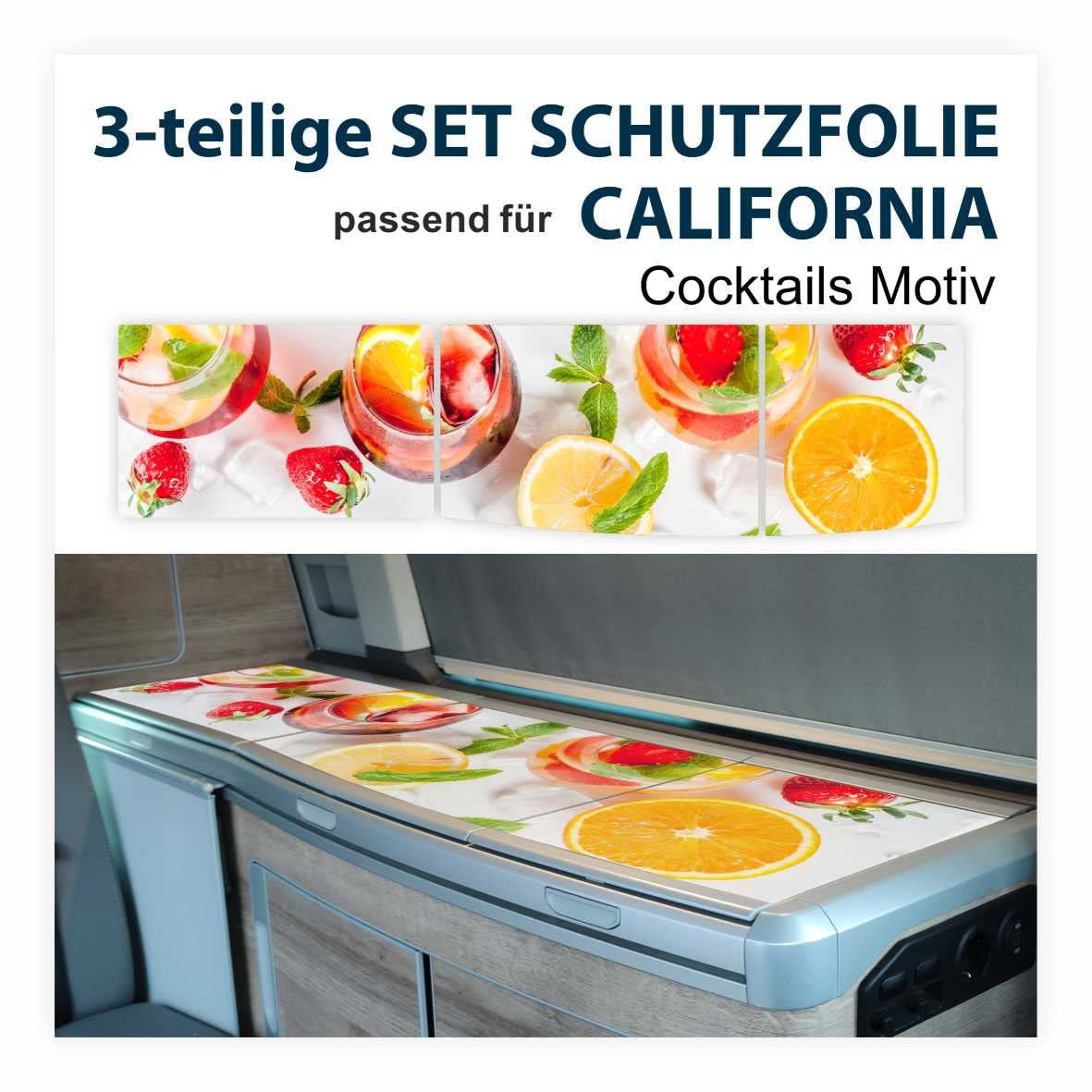 FOTOFOL Schutzfolien-Set, passt für VW T6.1 California Kühlschrank Kochfeld Spülbecken mit Motiv (T6.1) von FOTOFOL