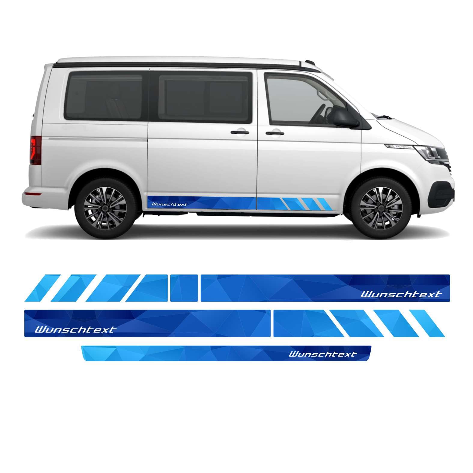 FOTOFOL Seitenstreifen Digitaldruck mit Wunschtext, Logo passend für VW T6.1, T6, T5 Multivan, Bulli, Transporter (kurzer Radstand) von FOTOFOL