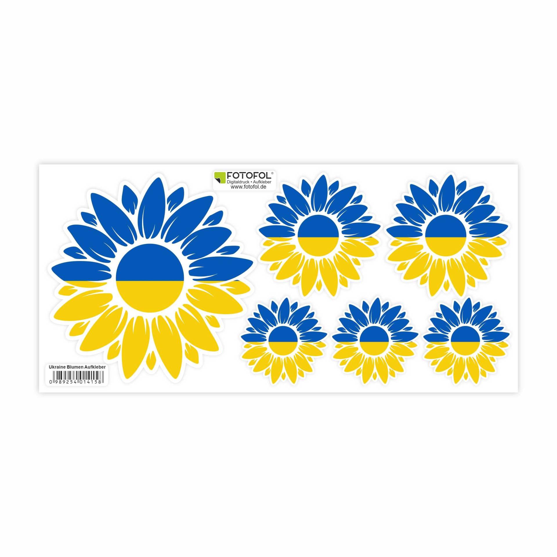 FOTOFOL Ukraine Aufkleber Set - Fahne Flagge Karte Blumen Friedenstaube Ukraine, für Auto, Fahrzeuge, Roller, Moped, Motorrad-Helm, Fahrrad, Laptop, Smartphone (Blumen) von FOTOFOL