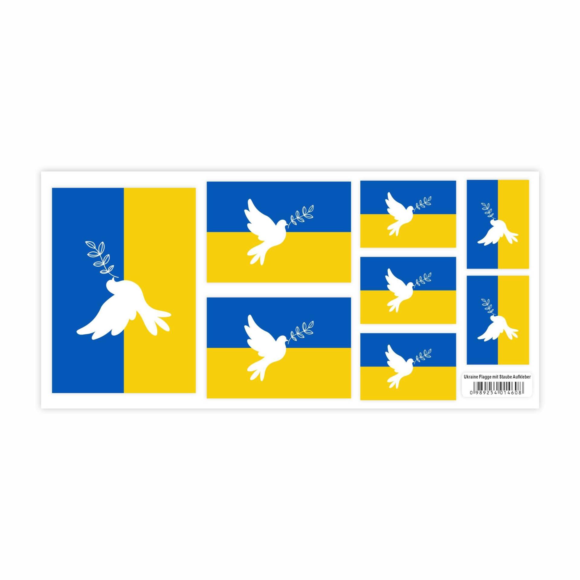 FOTOFOL Ukraine Aufkleber Set - Fahne Flagge Karte Blumen Friedenstaube Ukraine, für Auto, Fahrzeuge, Roller, Moped, Motorrad-Helm, Fahrrad, Laptop, Smartphone (Friedenstaube) von FOTOFOL
