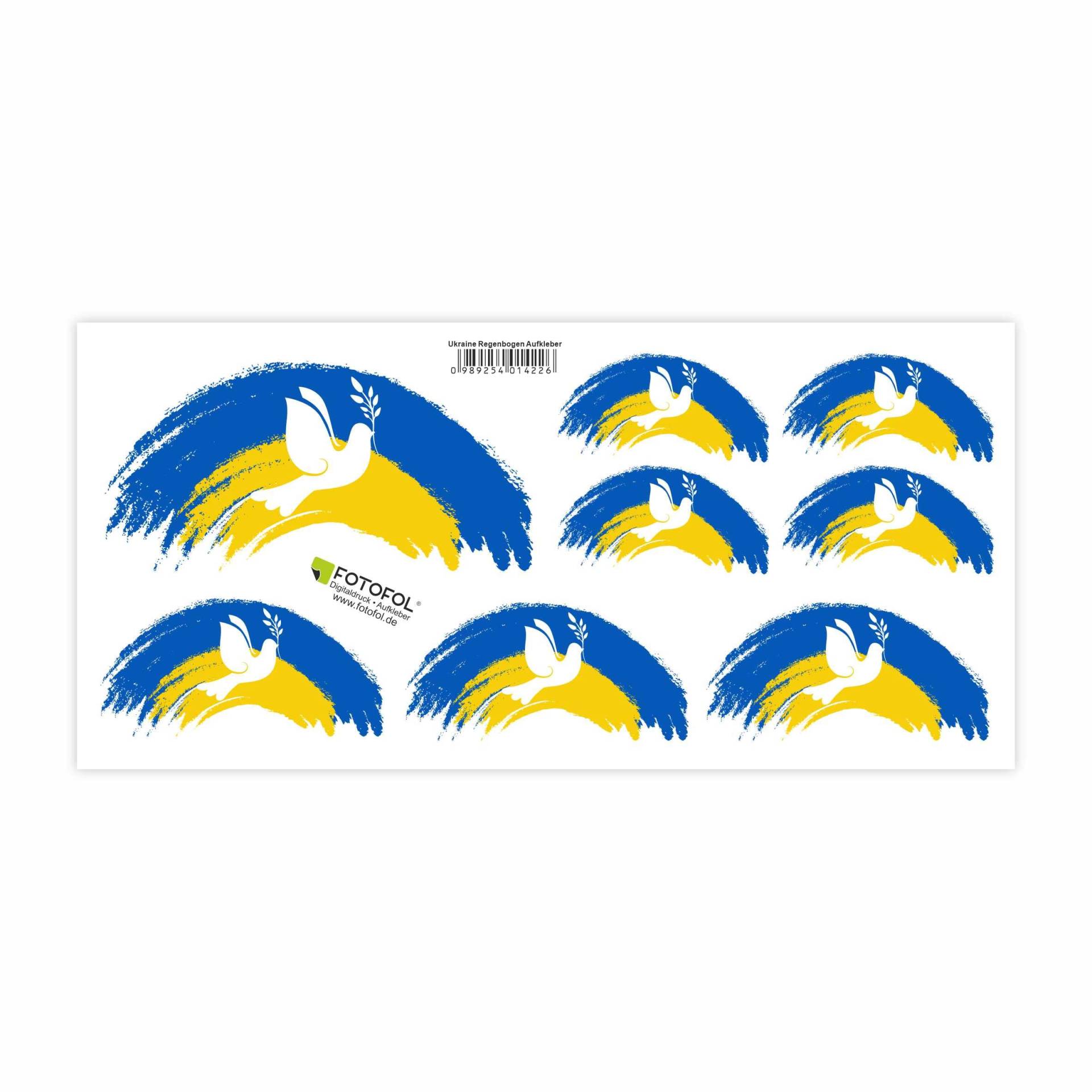 FOTOFOL Ukraine Aufkleber Set - Fahne Flagge Karte Blumen Friedenstaube Ukraine, für Auto, Fahrzeuge, Roller, Moped, Motorrad-Helm, Fahrrad, Laptop, Smartphone (Regenbogen) von FOTOFOL