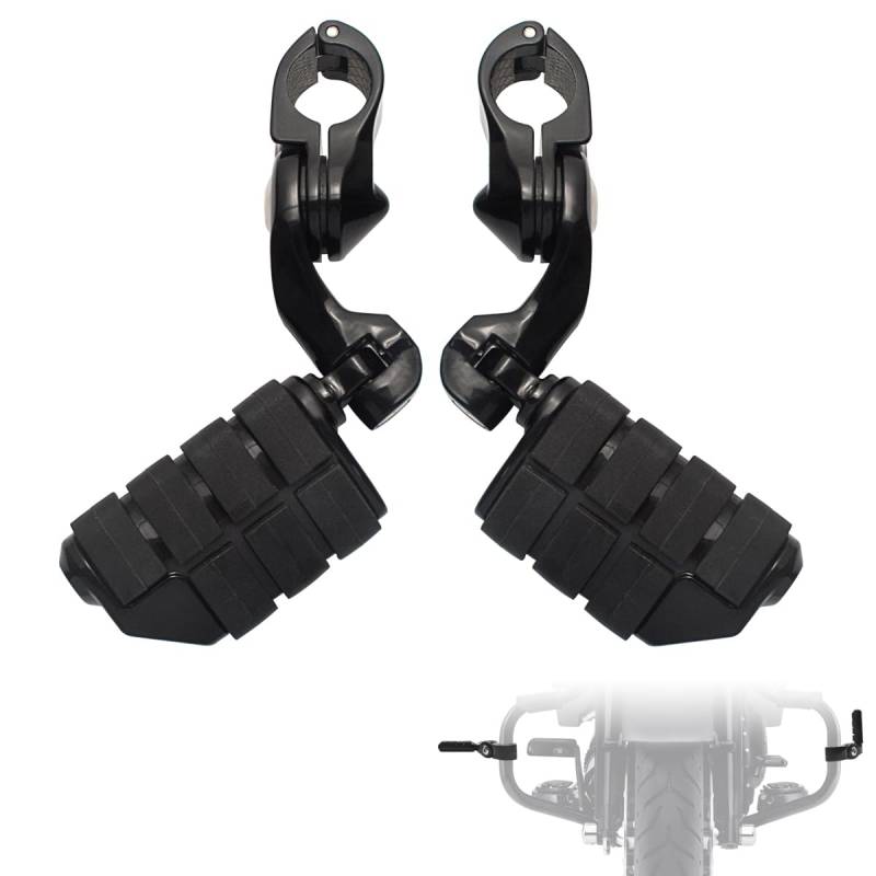 LTMOTO 3,2 cm Highway Pegs, Motorrad, kurz, abgewinkelt, verstellbar, für Harley Davidson Touring Road King Road Glide Street Glide Electra Glide Softail Sportster mit 3,8 cm Highway Bar von FOVPLUE