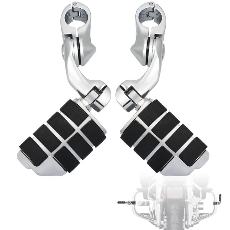 FOVPLUE Highway Fußrasten, 3,2 cm, kurz, abgewinkelt, verstellbar, mit Halterungen für Harley Touring Street Glide Electra Glide Road King Softail CVO Dyna Trike VRSC Sportster mit 3,2 cm Motorschutz, von FOVPLUE