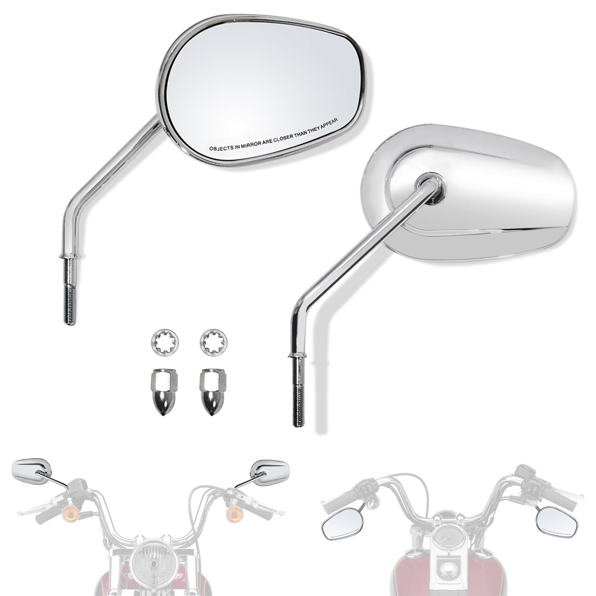 LTMOTO - Motorrad-Rückspiegel, Chrom, mit Gewinde, passend für Harley Davidson Road King FLHT FLHR FLHTC Classic, passend für die meisten Harley Davidson Motorräder mit 8 mm Gewinde LTMOTO - Motorrad-Rückspiegel, Chrom, mit Gewinde, passend für Harley Davidson Road King FLHT FLHR FLHTC Classic, passend für die meisten Harley Davidson Motorräder mit 8 mm Gewinde von FOVPLUE