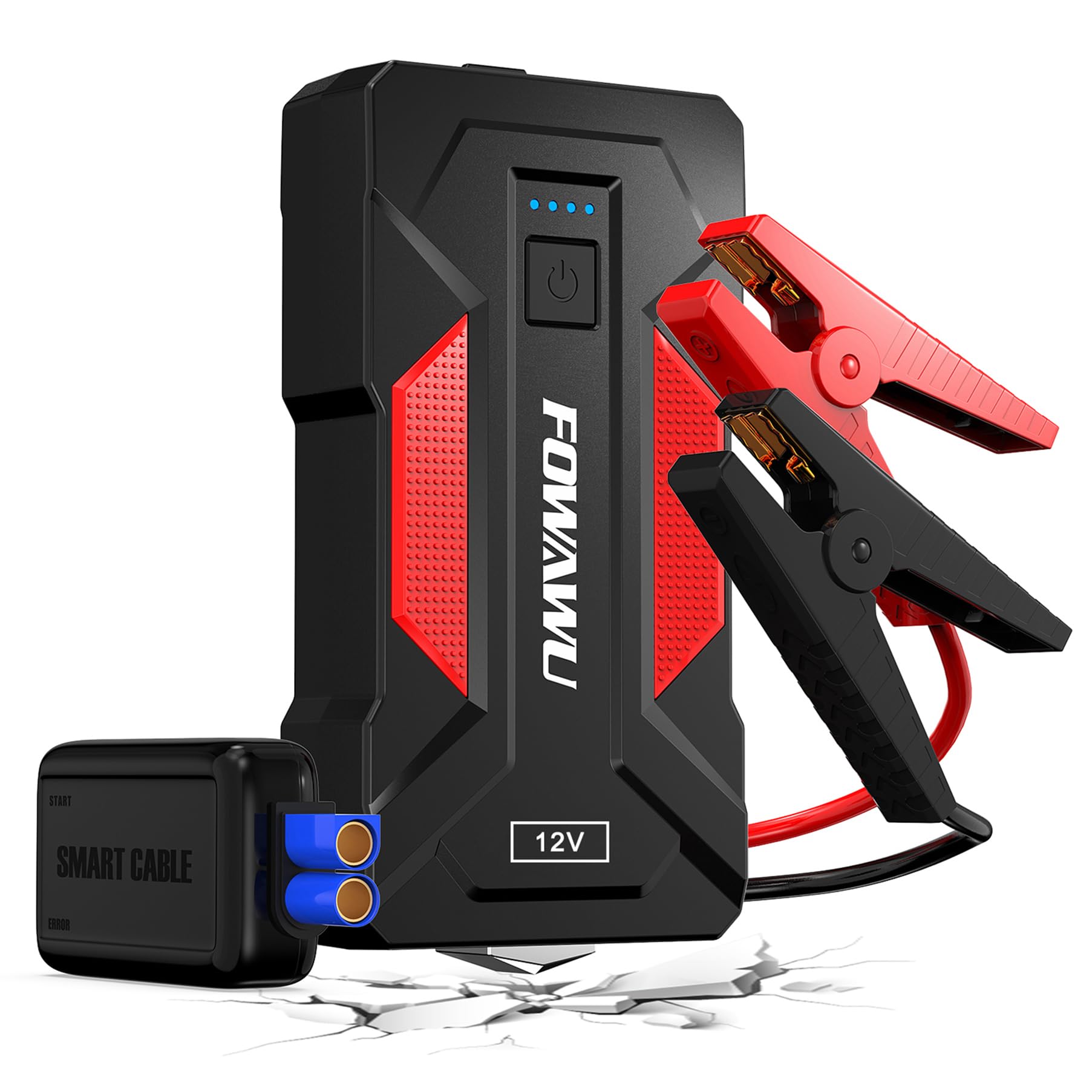 FOWAWU Auto Starthilfe Powerbank 22800mAh 3000 A, Booster Auto Starthilfe für 8,5 L Benzin und 6,5 L Diesel mit LED Taschenlampe, 2 Schnelllade USB 3,0 Ausgänge, Sicherheitshammer FOWAWU Auto Starthilfe Powerbank 22800mAh 3000 A, Booster Auto Starthilfe für 8,5 L Benzin und 6,5 L Diesel mit LED Taschenlampe, 2 Schnelllade USB 3,0 Ausgänge, Sicherheitshammer von FOWAWU