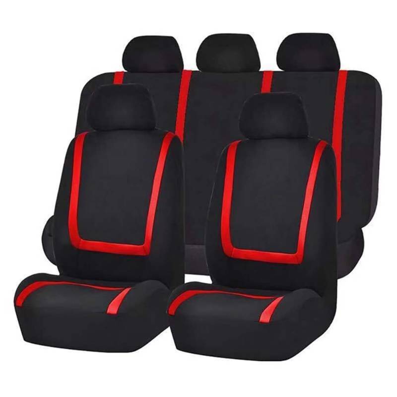 FOWURB Auto SitzbezüGe Sets FüR Toyota Starlet 2012-2025, Leinen Stoff AutositzbezüGe SchonbezüGe Sitzbezug Vorne Und Hinten Atmungsaktiv ZubehöR,D/Red von FOWURB