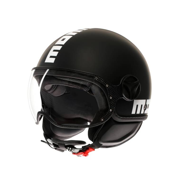 MOMODESIGN - FGTR CLASSIC E2206, Jet-Helm, offener Helm für Motorräder und Motorroller, für Männer und Frauen, Matt Black/White, M von MOMO Design