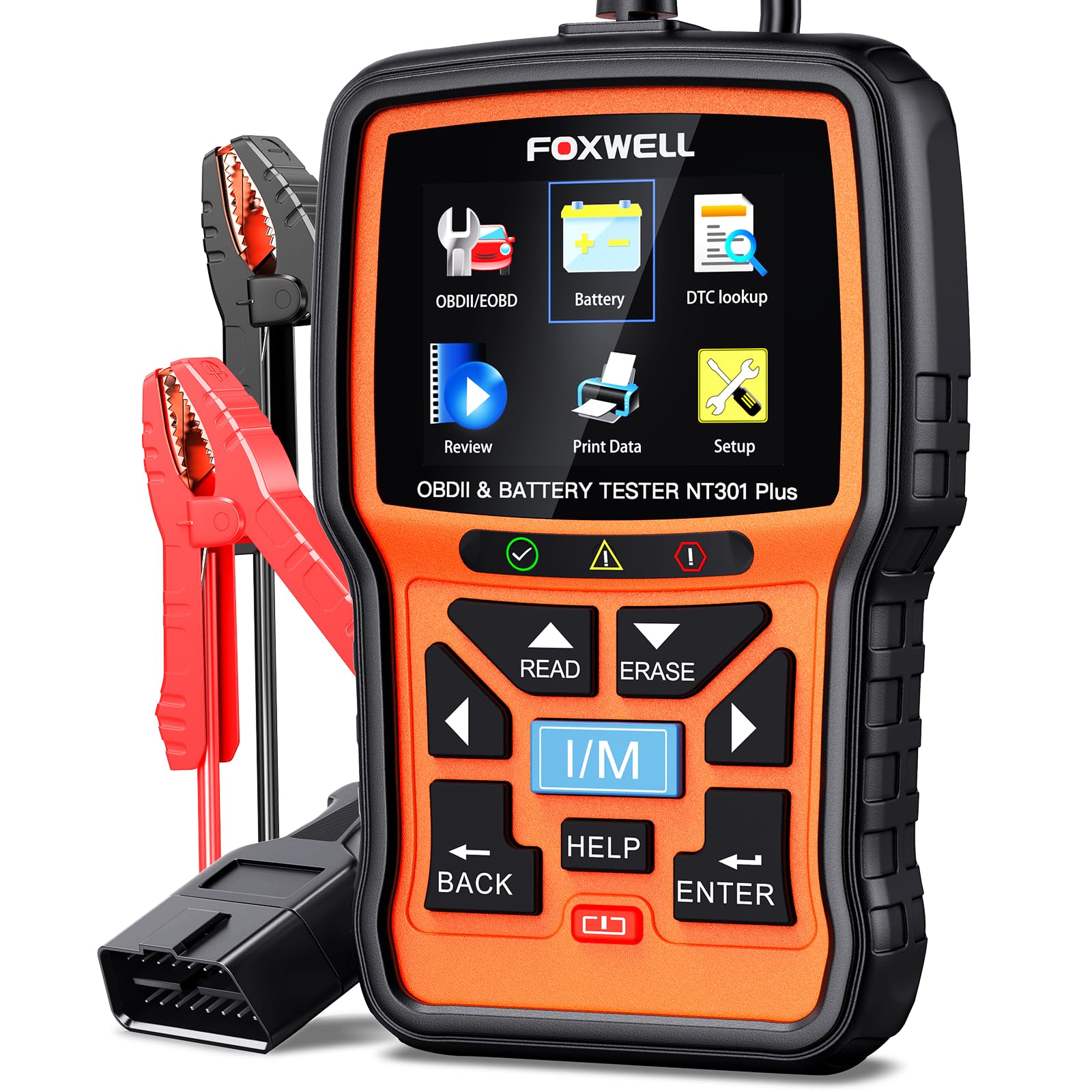 FOXWELL NT301 Plus OBD2 Scanner with 12V Battery Tester, Full OBDII Functions Automotive Diagnostic Scan Tool for All OBDI. von FOXWELL