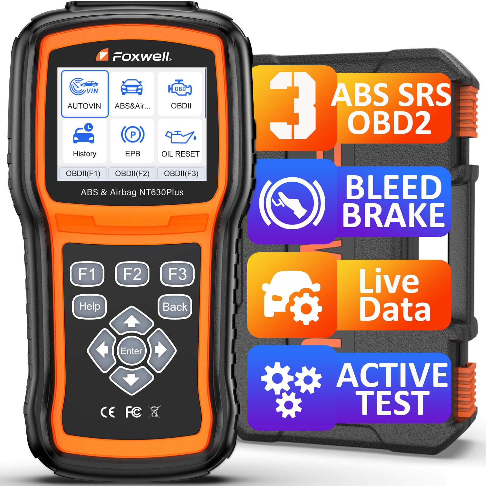 FOXWELL NT630 Plus Diagnose OBD2 Scangerät, 2024 ABS Scan Tool Entlüftung Bremse SRS Scanner Auto Code Leser Bidirektionaler Scanner mit Airbag Licht Reset SAS Öl Licht EPB Wartung von FOXWELL