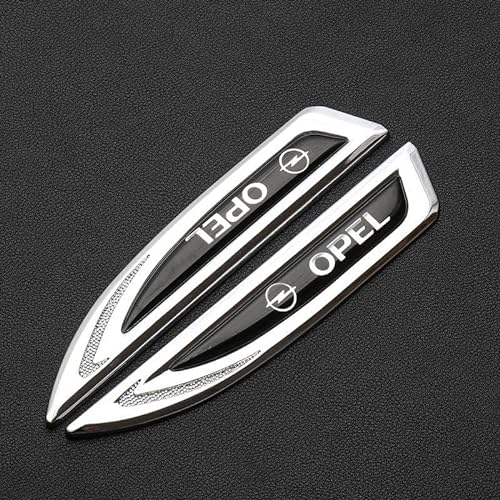 2Pcs Auto dekorative Logo Autoaufkleber Körper Dekoration, für OPEL, Schriftzug Logo Aufkleber Auto Tuning Zubehör,B Silver von FOXZY