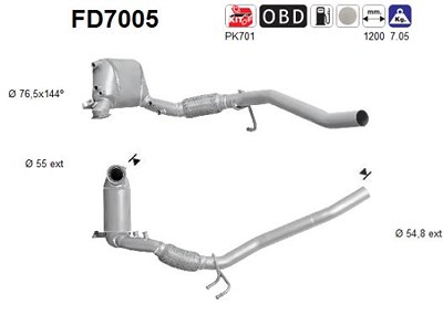 Fppl Ruß-/Partikelfilter, Abgasanlage [Hersteller-Nr. FD7005] für Audi, Seat, Skoda, VW von FPPL