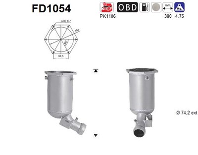 Fppl Ruß-/Partikelfilter, Abgasanlage [Hersteller-Nr. FD1054] für Mercedes-Benz von FPPL