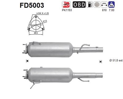 Fppl Ruß-/Partikelfilter, Abgasanlage [Hersteller-Nr. FD5003] für Fiat von FPPL