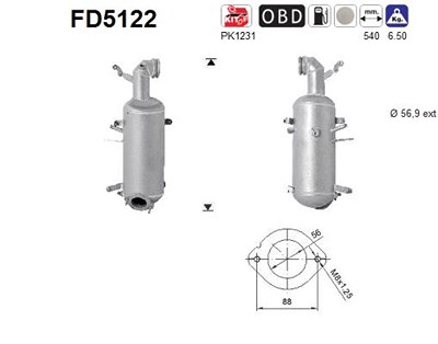 Fppl Ruß-/Partikelfilter, Abgasanlage [Hersteller-Nr. FD5122] für Alfa Romeo, Dodge, Fiat, Lancia, Suzuki von FPPL