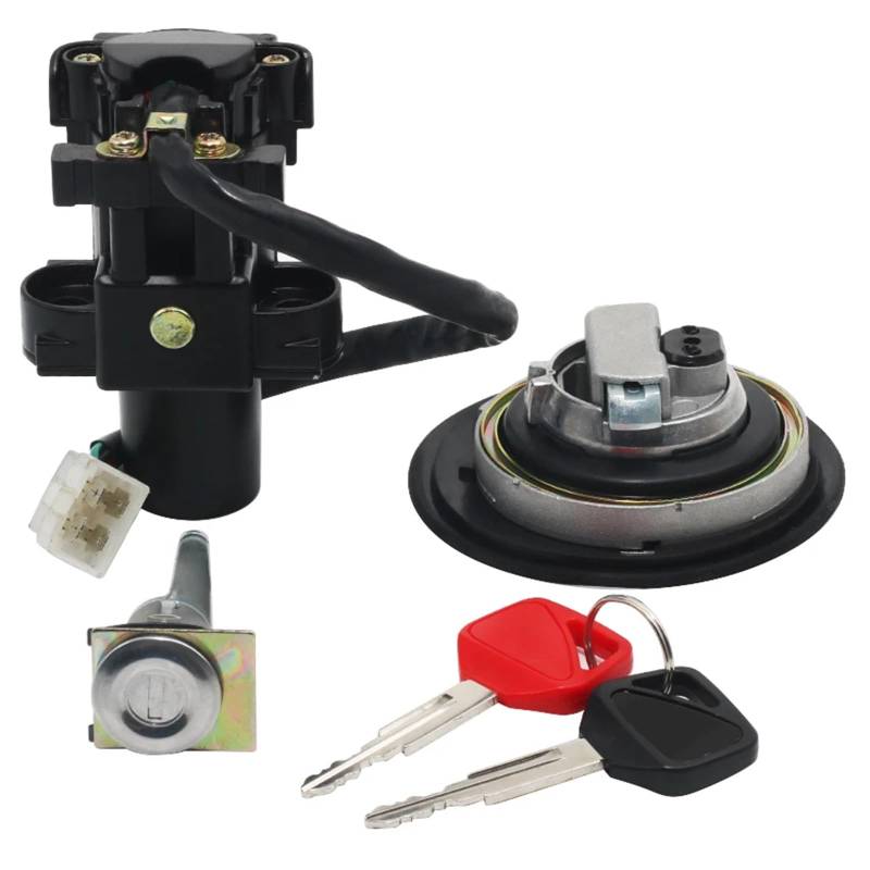 FPQOVV Motorrad Zündschlüssel Schalter Kompatibel Mit CB250 Für Hornet 250 2003 2004 2005 2006 2007 Motorrad-Zündschloss-Set, Tankdeckel-Abdeckung, Sperrschlüssel-Set 35010-KEA-J00 35010-KEA-J50 von FPQOVV
