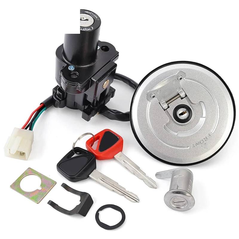 FPQOVV Motorrad Zündschlüssel Schalter Kompatibel Mit CB250 Für Hornet 250 2003 2004 2005 2006 2007 Motorradzündungsschalter Kit Gasdeckeldeckel 35010-KEA-J50 35010-KEA-J00 von FPQOVV