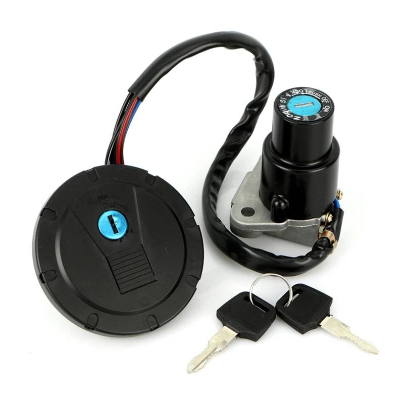 FPQOVV Motorrad Zündschlüssel Schalter Kompatibel Mit Für KLR650 1987 1988 1989 1990 1991–2002 2003 2004 2005 2006 2007 Motorrad-Zündschalter, Tankdeckel-Abdeckung, Sperrschlüssel von FPQOVV