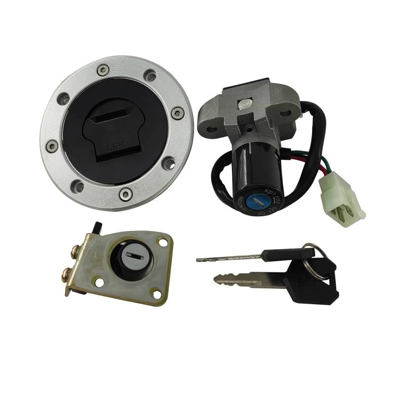 FPQOVV Motorrad Zündschlüssel Schalter Kompatibel Mit Suzuki Für GS500 1989 1990 1991 1992 1993 1994 1995 1996 1997 1998 1999 2000 Motorrad-Tankdeckel-Abdeckung Zündschloss-Sperrschlüssel von FPQOVV