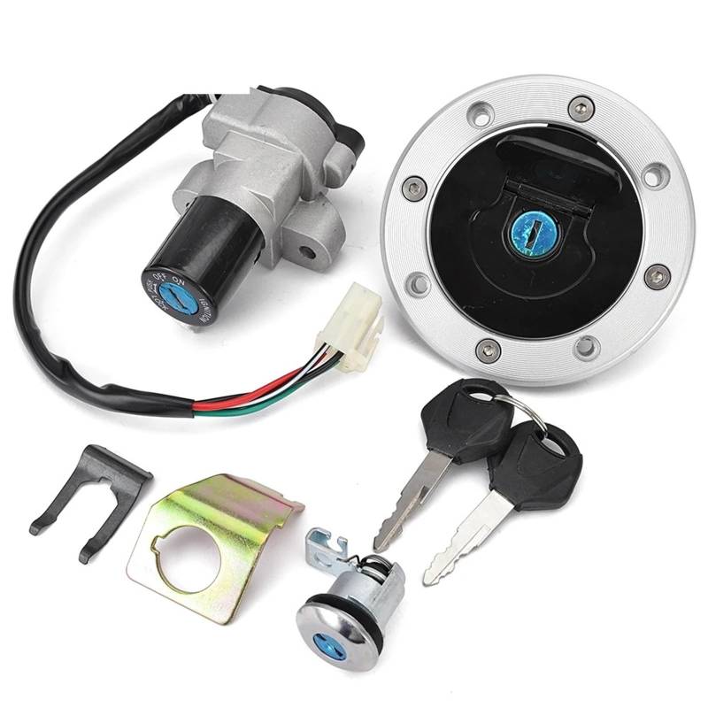 FPQOVV Motorrad Zündschlüssel Schalter Kompatibel Mit Suzuki Für GS500 2001 2002 2003 2004 2005 2006 2007 2008 2009 2010 2011 2012 Motorrad-Tankdeckel-Zündschalter-Sperrschlüssel von FPQOVV