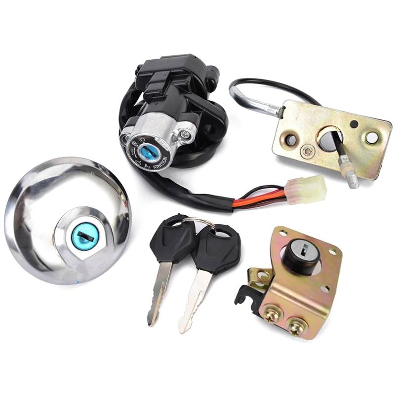 FPQOVV Motorrad Zündschlüssel Schalter Kompatibel Mit Suzuki Für GZ125 1998 1999 2000 2001 2002 2003. Motorrad-Zündschloss-Sperrung, Tankdeckel-Abdeckung, Sockelschlüssel-Set, Zubehör von FPQOVV