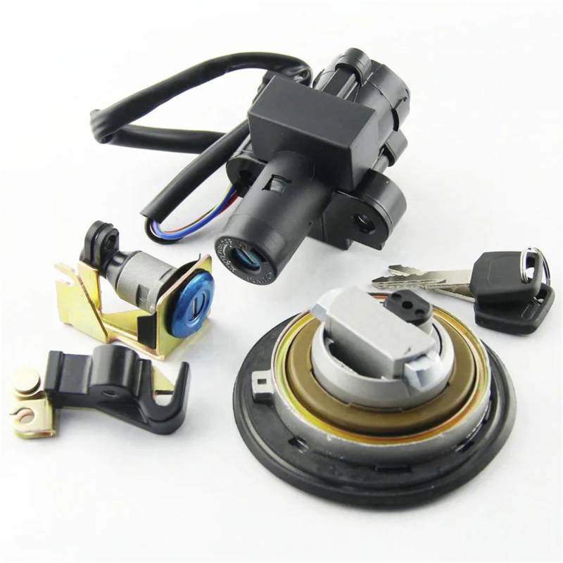 FPQOVV Motorrad Zündschlüssel Schalter Kompatibel Mit XRV750 Für Africa Für Twin 1993 1994 1995 1996 1997 1998 1999 2000 Motorrad-Zündschalter-Tankdeckel-Abdeckungssatz 35100-MY1-007 von FPQOVV