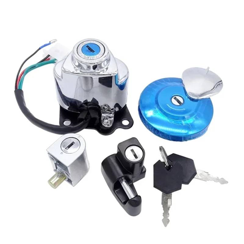 FPQOVV Motorrad Zündschlüssel Schalter Kompatibel Mit Yamaha Für Virago XV125 1990 1991 1992 1993–2006 2007 2008 2009 2010 Motorrad-Zündschalter, Helm-Lenkschloss, Kappenschloss von FPQOVV