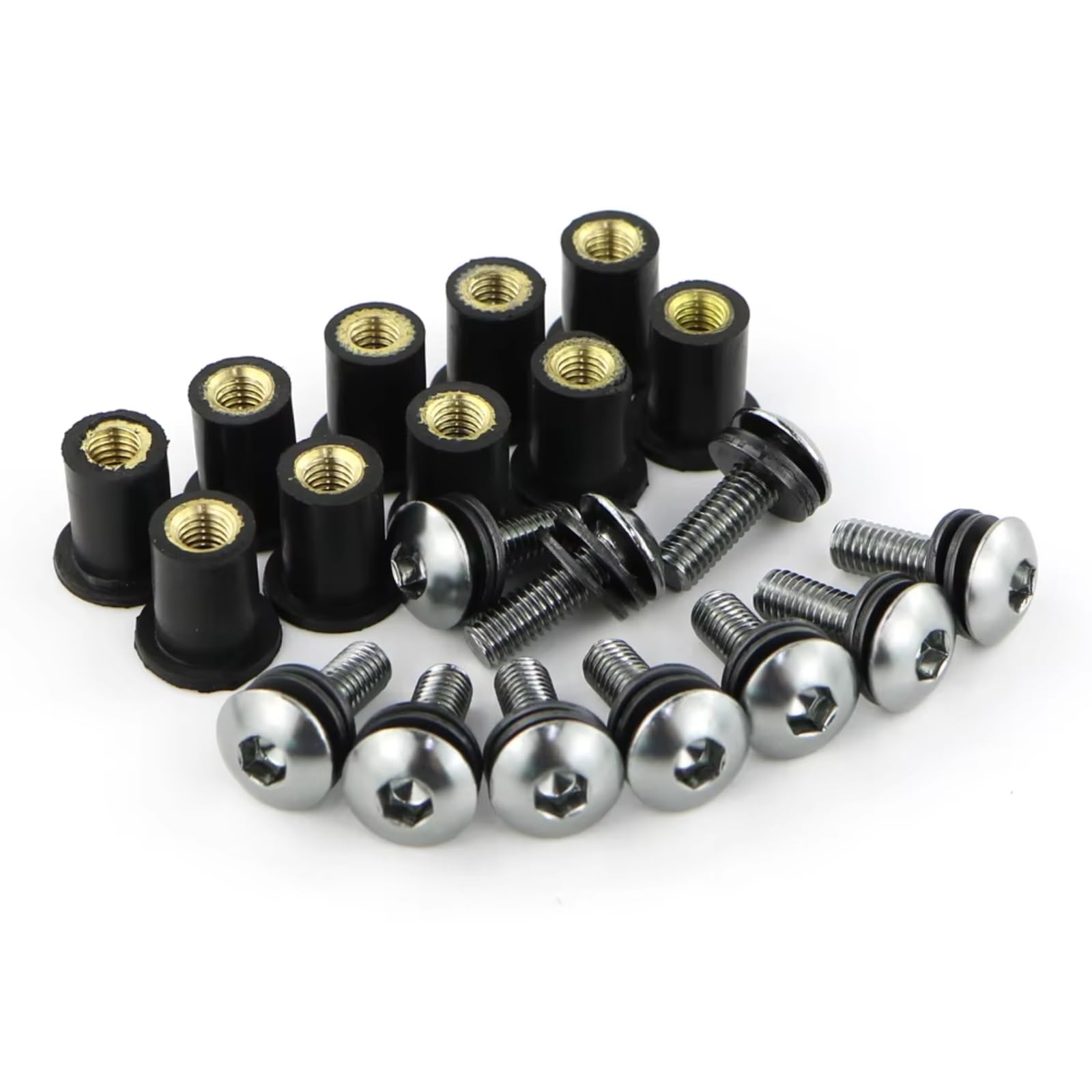 FPQOVV Motorräder Bolzen Clip Mutter Kompatibel Mit FZR1000 1991–1996, Für FZ1/FZS1000, Für 2008–2016, Motorrad-Windschutzscheibe, Schrauben, Schrauben(Titanium) von FPQOVV