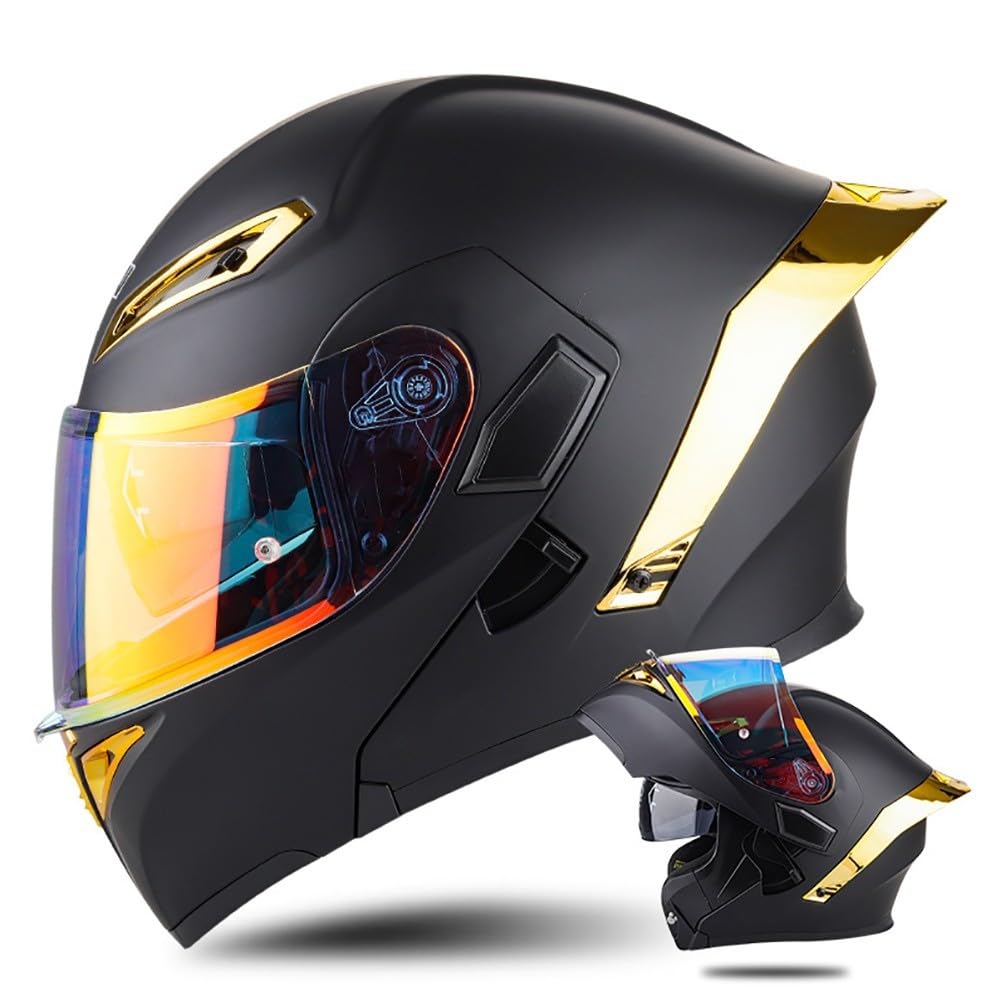 Modularer Motorradhelm Klapphelm ECE DOT Zertifiziert Integralhelm mit Doppelvisier M =57〜58CM von FQJVTDR