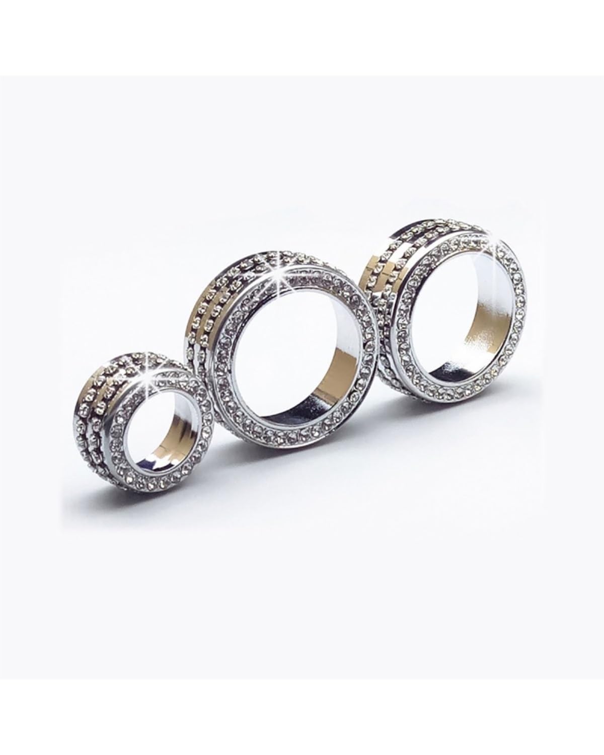 Klimaanlage Control Modul Für 3er Klimaanlage Knopf Hand-Set Diamant Knopf Ring Heizung Regler(Silver) von FQYYWL